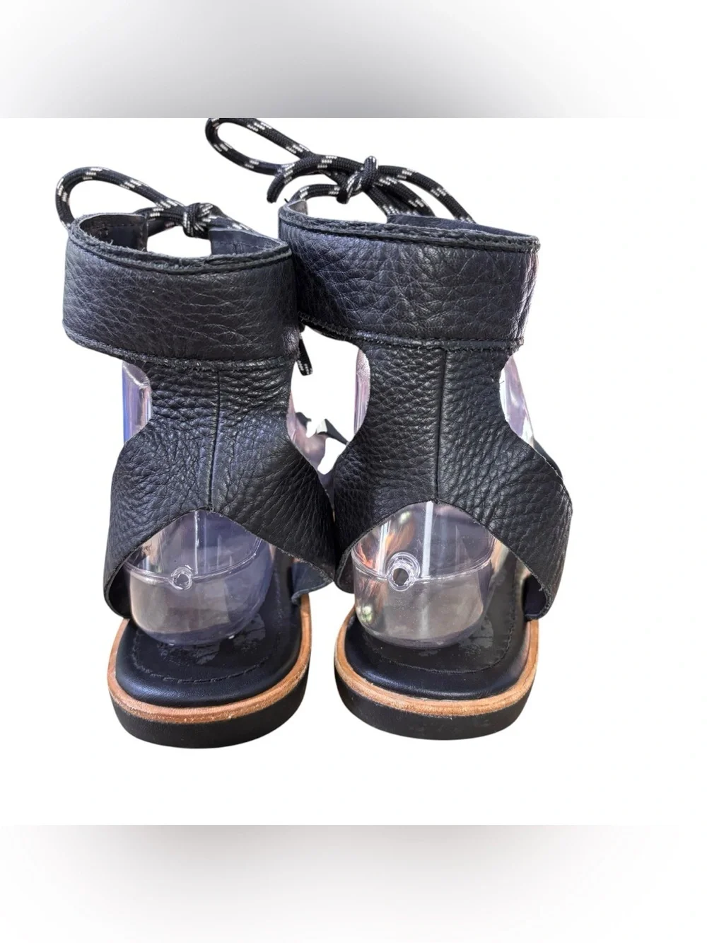 Sorel Joanie Ankle Black Leather Wrap Lace Sandals – Sz 8